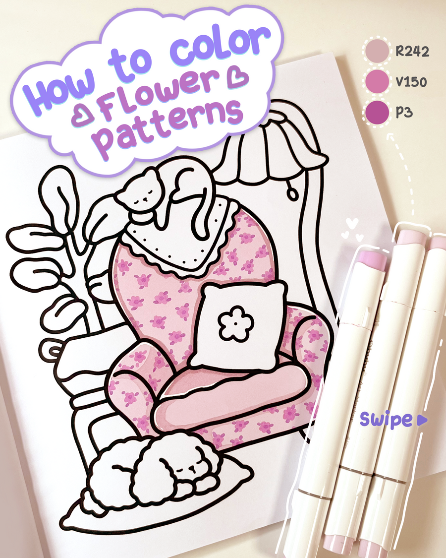 How to color - Flower patterns - COCO WYO