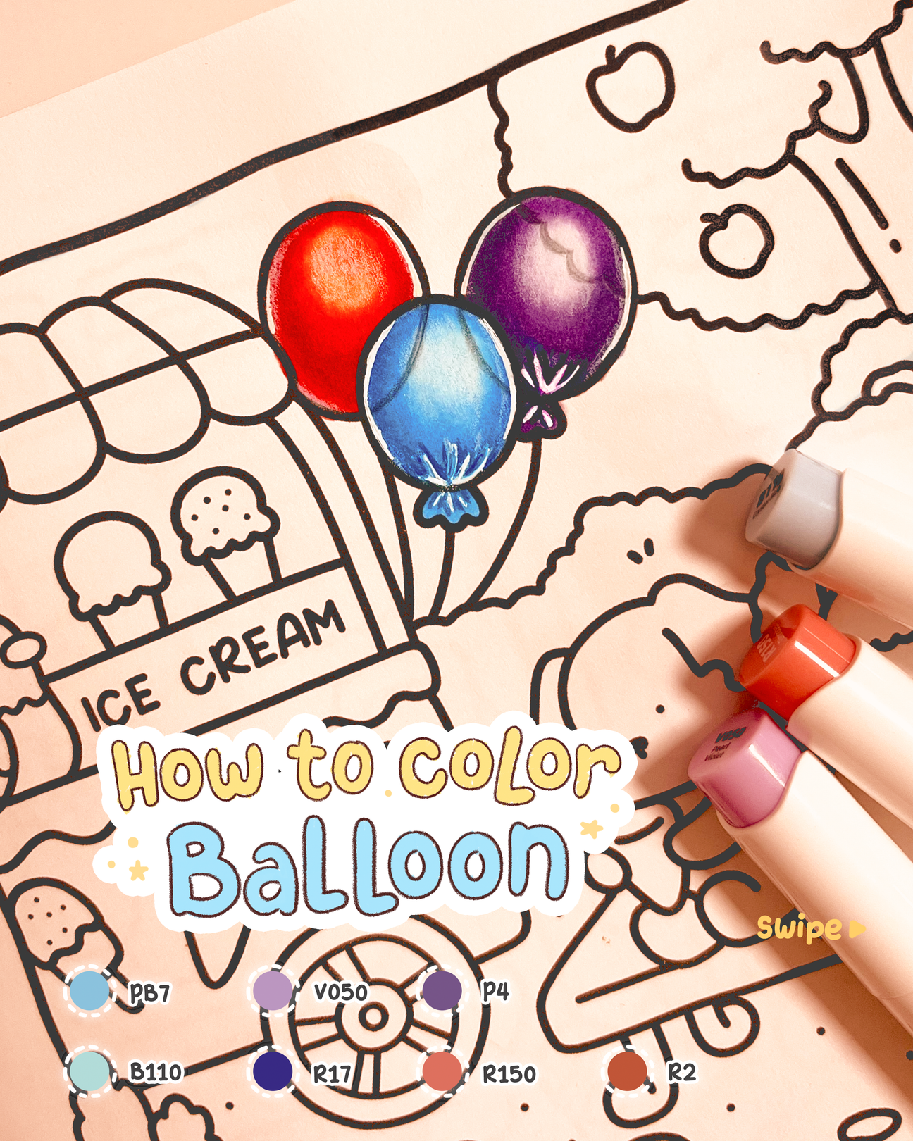 Coloring Buloon Reflection How to color - Balloon - COCO WYO