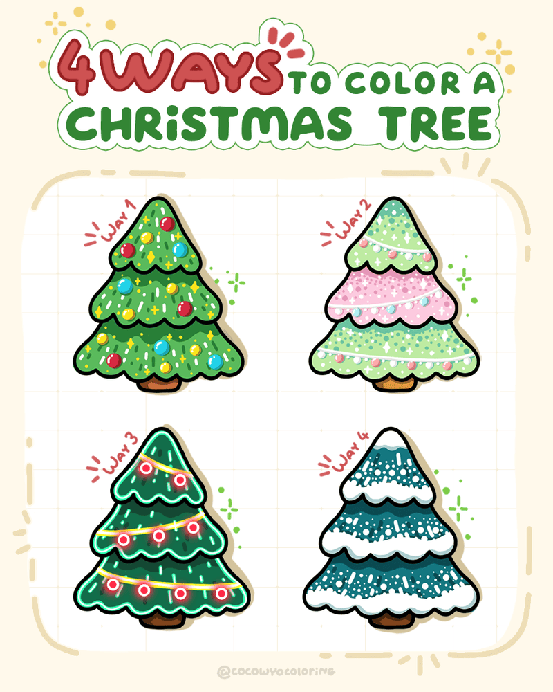 4 ways to color christmas tree