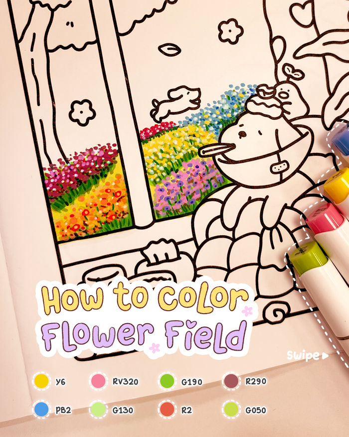 How to color - Flower Field - COCO WYO