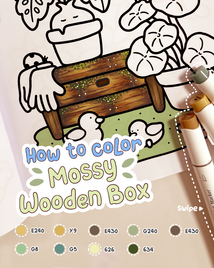 How to color - Mossy Wooden Box