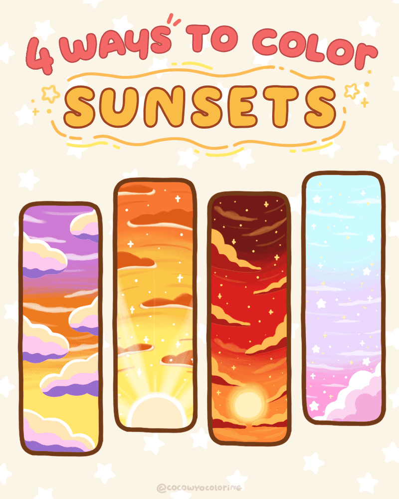 Sunset Coloring Tutorial 4 Ways to Color Sunsets - COCO WYO