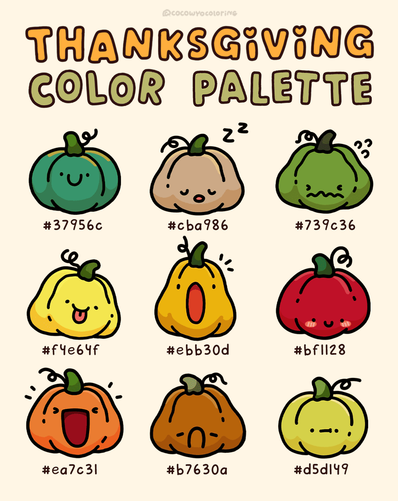 Thanksgiving Color Chart Thanksgiving Color Palette in Coloring - COCO WYO