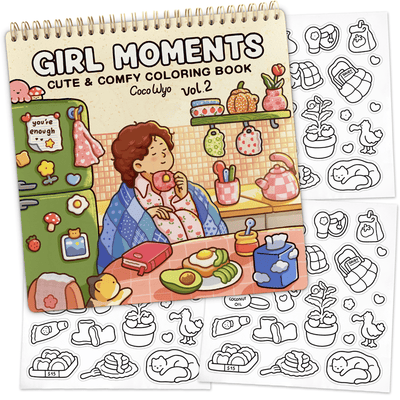 Girl Moments Vol. 2 Coloring Book (Spiral Bound) & Sticker Set