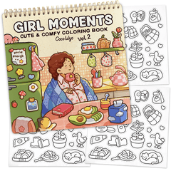Girl Moments Vol. 2 Coloring Book (Spiral-bound) & Sticker Set