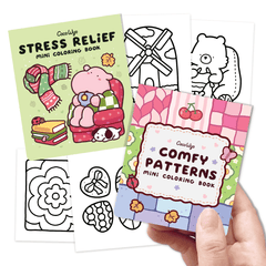 Mini Coloring Book Set of 2 (3 x 3.5 in) – Comfy Patterns, Stress Relief