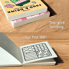 Mini Coloring Book Set of 2 (3 x 3.5 in) – Comfy Patterns, Food & Drink