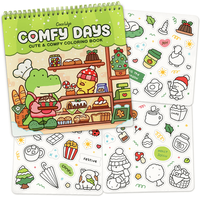 Comfy Days Coloring Book (Spiral-bound) & Sticker Set