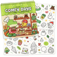Comfy Days Coloring Book (Spiral-bound) & Sticker Set